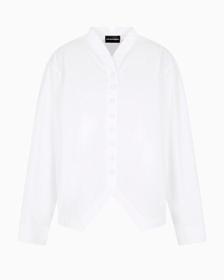 Armani Camisa con bajo contorneado de algodón cepillado