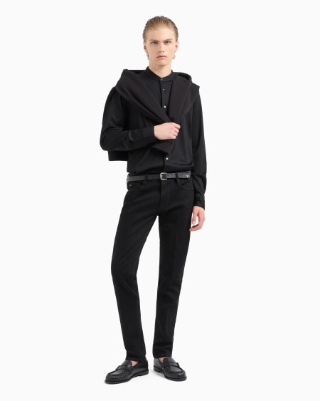 Armani Camisa Con Cuello De Tira De Punto De Mezcla De Lyocell Con Aplicación Integral De Strass Clubwear ASV