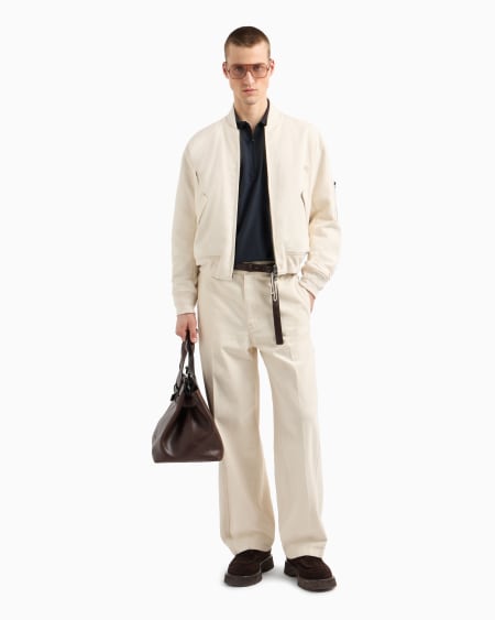 Armani Camisa Con Cuello Tipo Polo En Mezcla De Algodón Y Seda