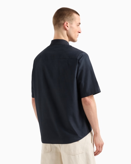 Armani Camisa Con Cuello Tipo Polo En Mezcla De Algodón Y Seda