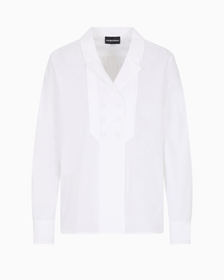 Armani Camisa de abotonadura doble con solapas de popelina