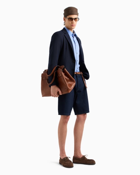 Armani Camisa De Algodón Con Logotipo De Jacquard Por Toda La Prenda