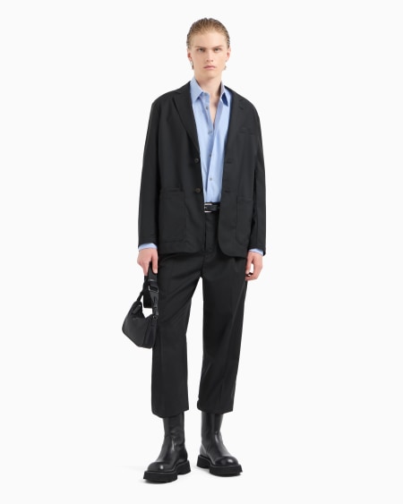 Armani Camisa De Algodón Con Logotipo De Jacquard Por Toda La Prenda