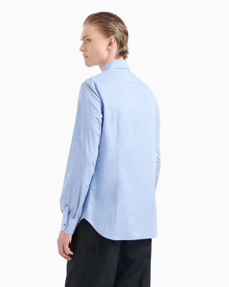 Armani Camisa De Algodón Con Logotipo De Jacquard Por Toda La Prenda