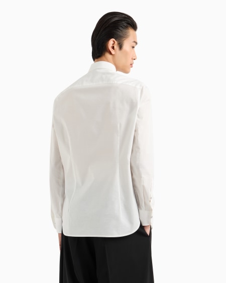 Armani Camisa De Algodón Con Logotipo De Jacquard Por Toda La Prenda