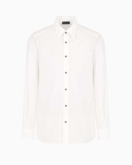 Armani Camisa de algodón con logotipo de jacquard por toda la prenda