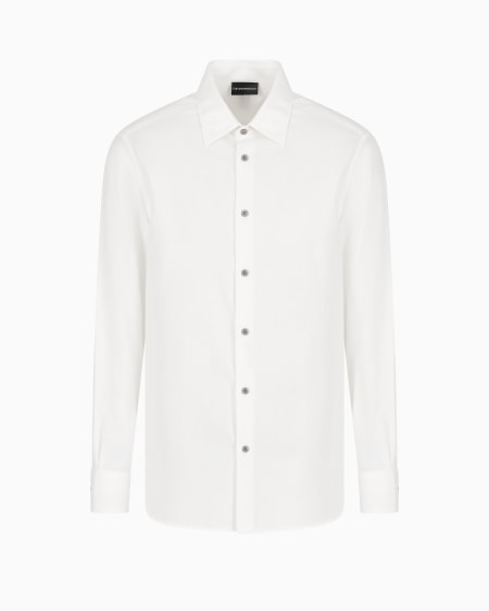 Armani Camisa de algodón con logotipo de jacquard por toda la prenda
