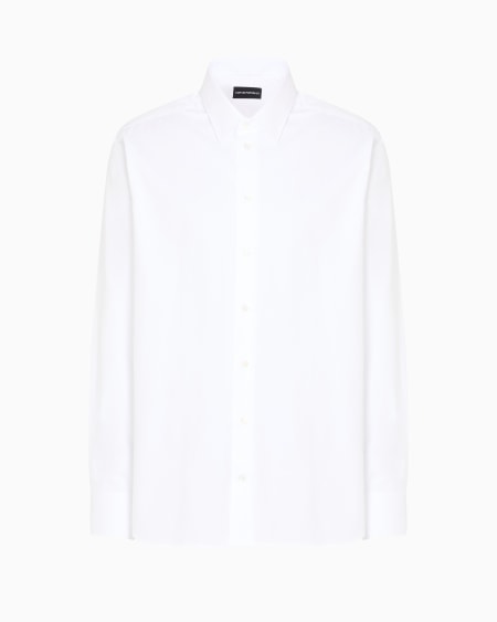 Armani Camisa de algodón con micromotivo chevrón en tejido jacquard