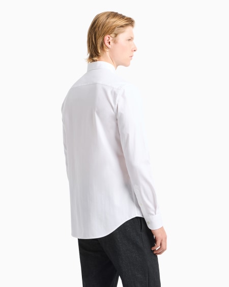 Armani Camisa De Algodón Con Motivo Ondulado En Tejido Jacquard