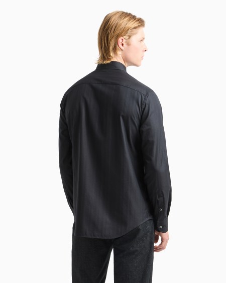 Armani Camisa De Algodón Con Motivo Ondulado En Tejido Jacquard