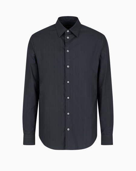 Armani Camisa de algodón con motivo ondulado en tejido jacquard