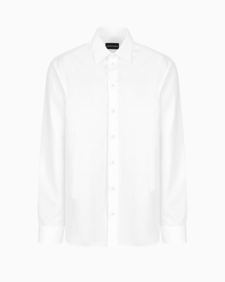 Armani Camisa de algodón con motivo ondulado en tejido jacquard