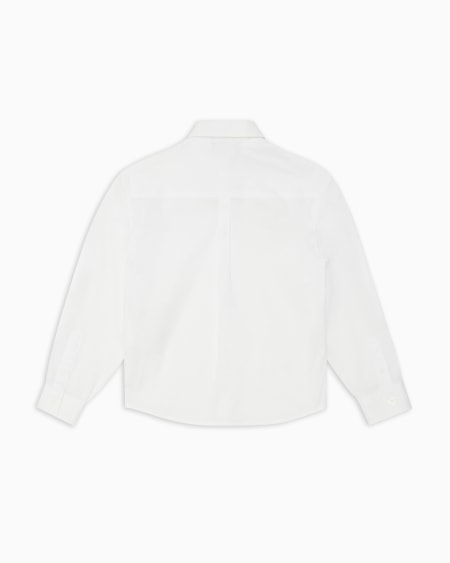 Armani Camisa De Algodón Elástico Con Bolsillo Y Logotipo Bordado
