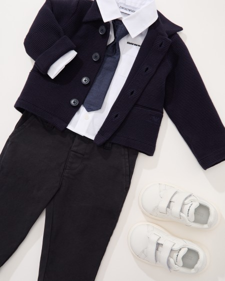 Armani Camisa De Algodón Elástico Con Bolsillo Y Logotipo Bordado