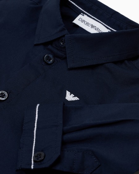 Armani Camisa De Algodón Elástico Con Bordado De águila