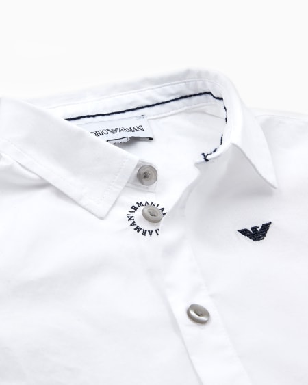 Armani Camisa De Algodón Elástico Con Bordado De águila