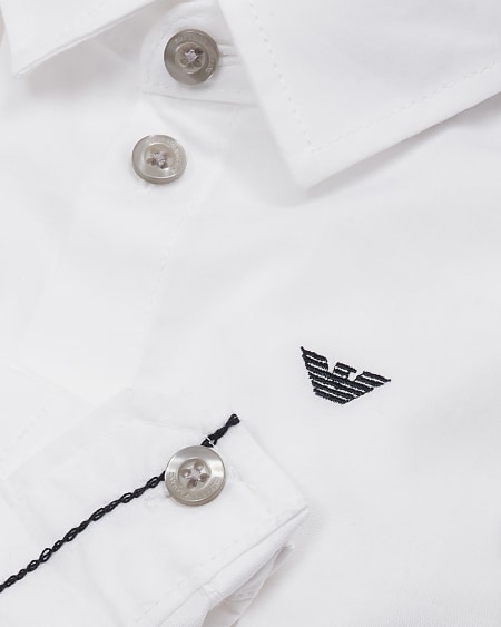 Armani Camisa De Algodón Elástico Con Bordado De águila