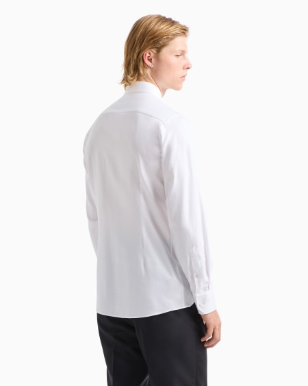 Armani Camisa De Algodón Microestructurado Con Acabado Suave