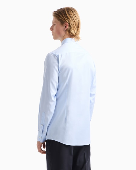 Armani Camisa De Algodón Microestructurado Con Acabado Suave