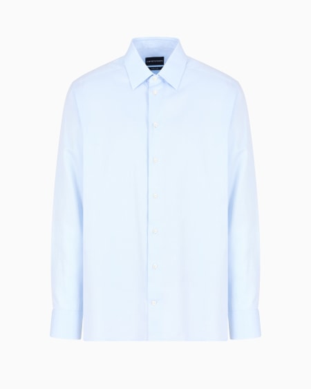 Armani Camisa De Algodón Microestructurado Con Acabado Suave