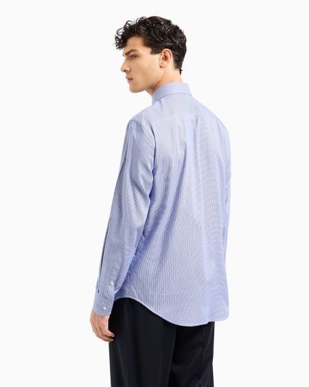 Armani Camisa De Algodón Texturizado Con Motivo De Micropata De Gallo
