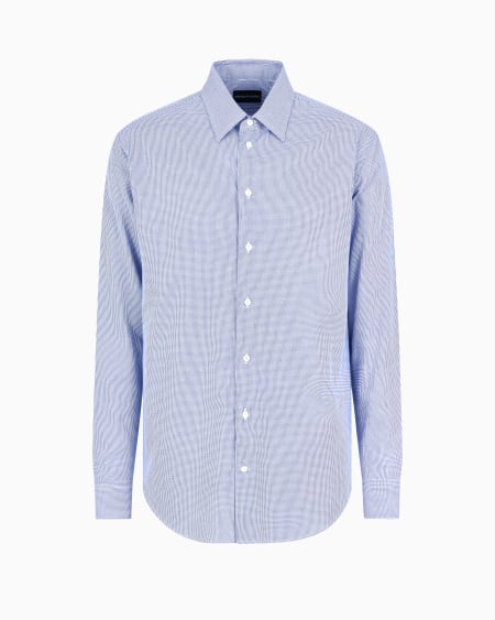 Armani Camisa de algodón texturizado con motivo de micropata de gallo