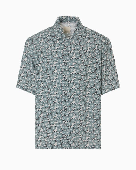 Armani Camisa de manga corta de mezcla de viscosa con estampado integral cápsula Peace ASV