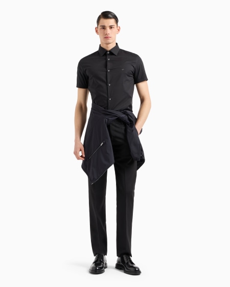 Armani Camisa De Manga Corta En Mezcla De Nailon Elástico