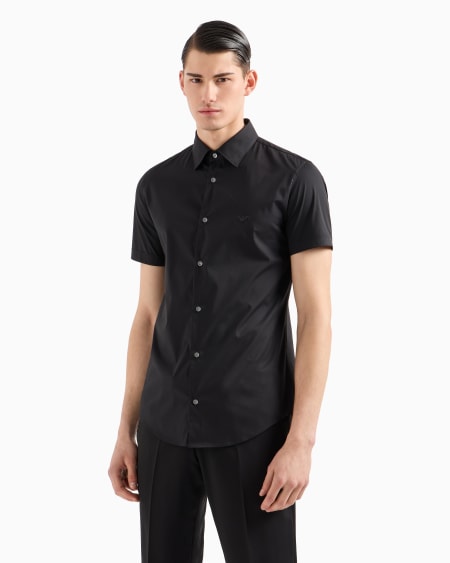 Armani Camisa De Manga Corta En Mezcla De Nailon Elástico