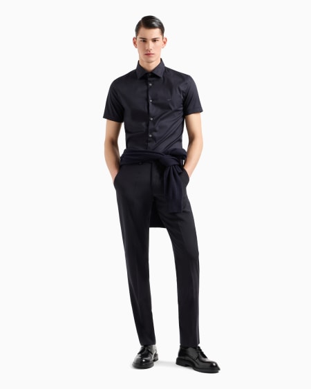 Armani Camisa De Manga Corta En Mezcla De Nailon Elástico