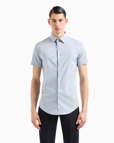 Armani Camisa De Manga Corta En Mezcla De Nailon Elástico