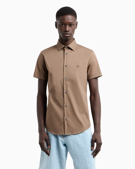 Armani Camisa De Manga Corta En Mezcla De Nailon Elástico