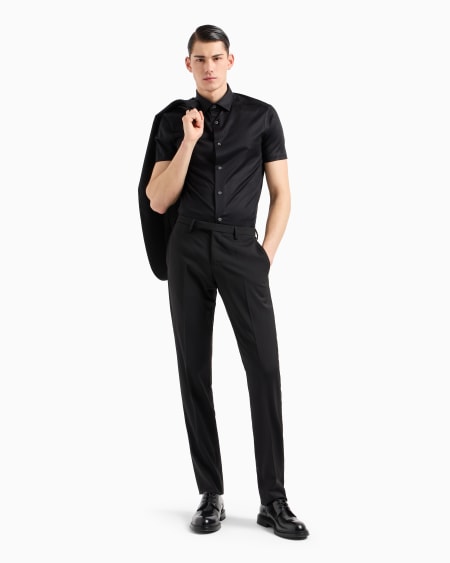 Armani Camisa De Manga Corta En Punto De Mezcla De Lyocell ASV