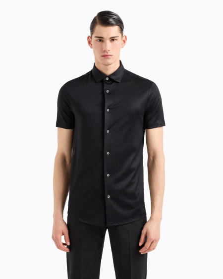 Armani Camisa De Manga Corta En Punto De Mezcla De Lyocell ASV