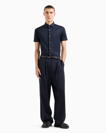 Armani Camisa De Manga Corta En Punto De Mezcla De Lyocell ASV