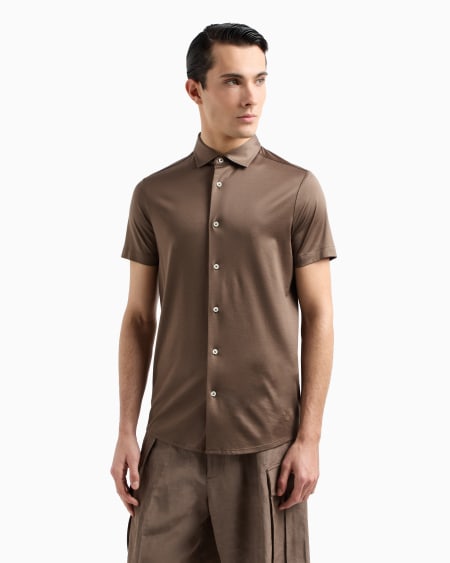 Armani Camisa De Manga Corta En Punto De Mezcla De Lyocell ASV