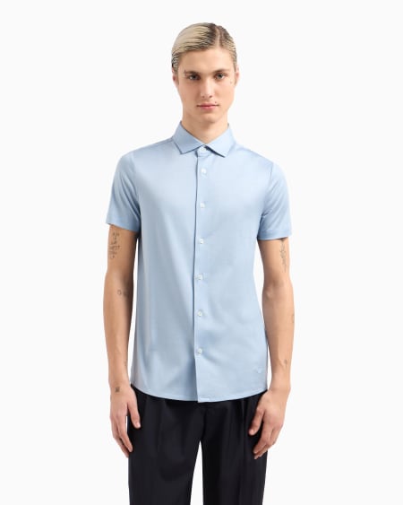 Armani Camisa De Manga Corta En Punto De Mezcla De Lyocell ASV