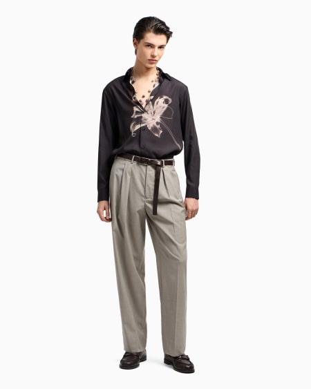 Armani Camisa De Mezcla De Lyocell Con Estampado De Lirio ASV