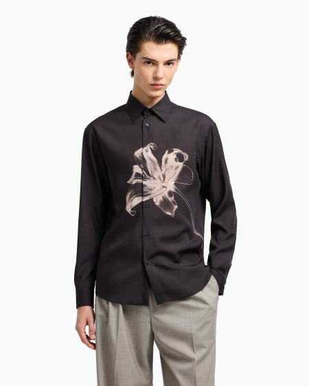 Armani Camisa De Mezcla De Lyocell Con Estampado De Lirio ASV