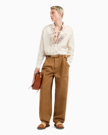 Armani Camisa De Mezcla De Lyocell Con Estampado De Lirio ASV