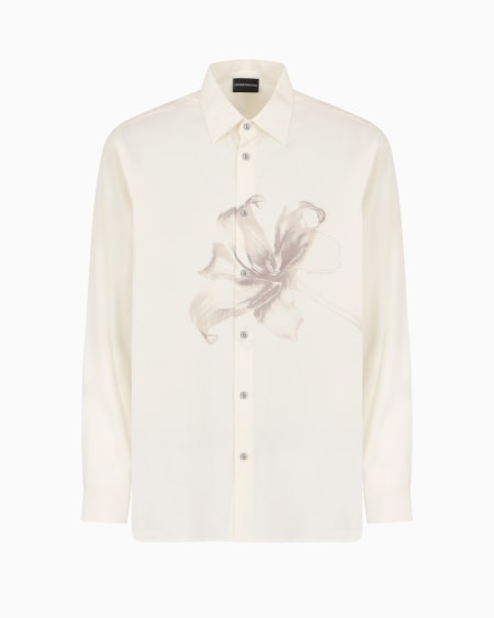 Armani Camisa de mezcla de lyocell con estampado de lirio ASV