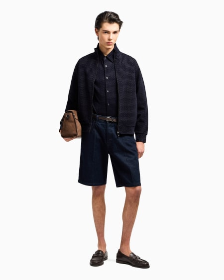 Armani Camisa De Punto De Mezcla De Lyocell Con Inscripción Integral De Logotipo Flocado ASV