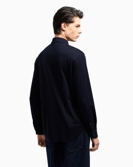Armani Camisa De Punto De Mezcla De Lyocell Con Inscripción Integral De Logotipo Flocado ASV