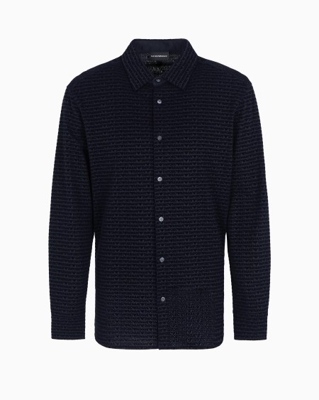 Armani Camisa De Punto De Mezcla De Lyocell Con Inscripción Integral De Logotipo Flocado ASV