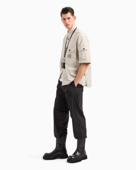 Armani Camisa De Tejido Técnico Con Bolsillos De Parche Y Parche Con Logotipo