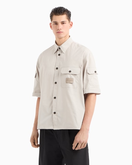 Armani Camisa De Tejido Técnico Con Bolsillos De Parche Y Parche Con Logotipo