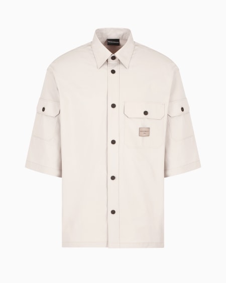 Armani Camisa de tejido técnico con bolsillos de parche y parche con logotipo