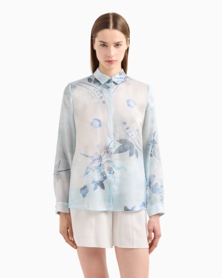 Armani Camisa De Tejido Trilobal Con Estampado Floral Batik