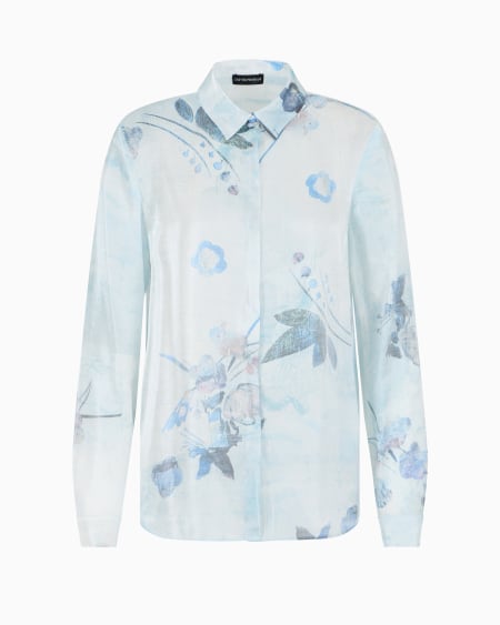 Armani Camisa de tejido trilobal con estampado floral batik