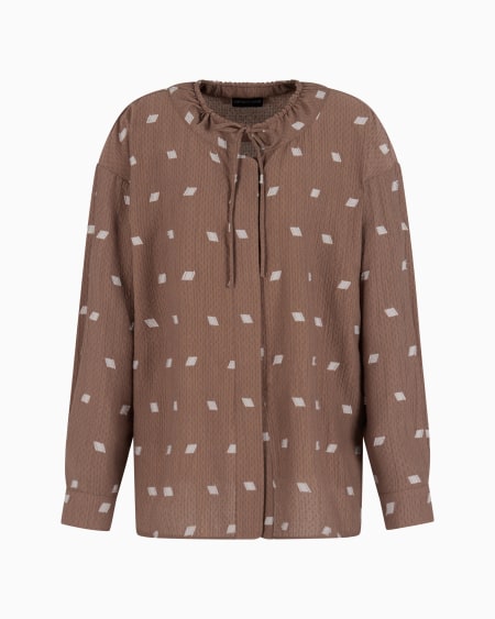 Armani Camisa de viscosa fil coupé con motivo geométrico
